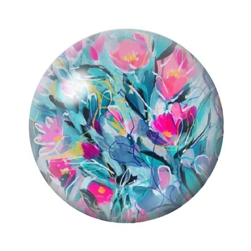 Cabochon en Verre Illustré Fleurs 12 à 25mm