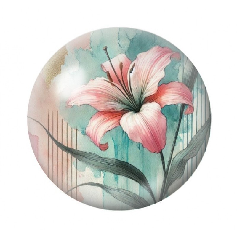 Cabochon en Verre Illustré Fleurs 12 à 25mm
