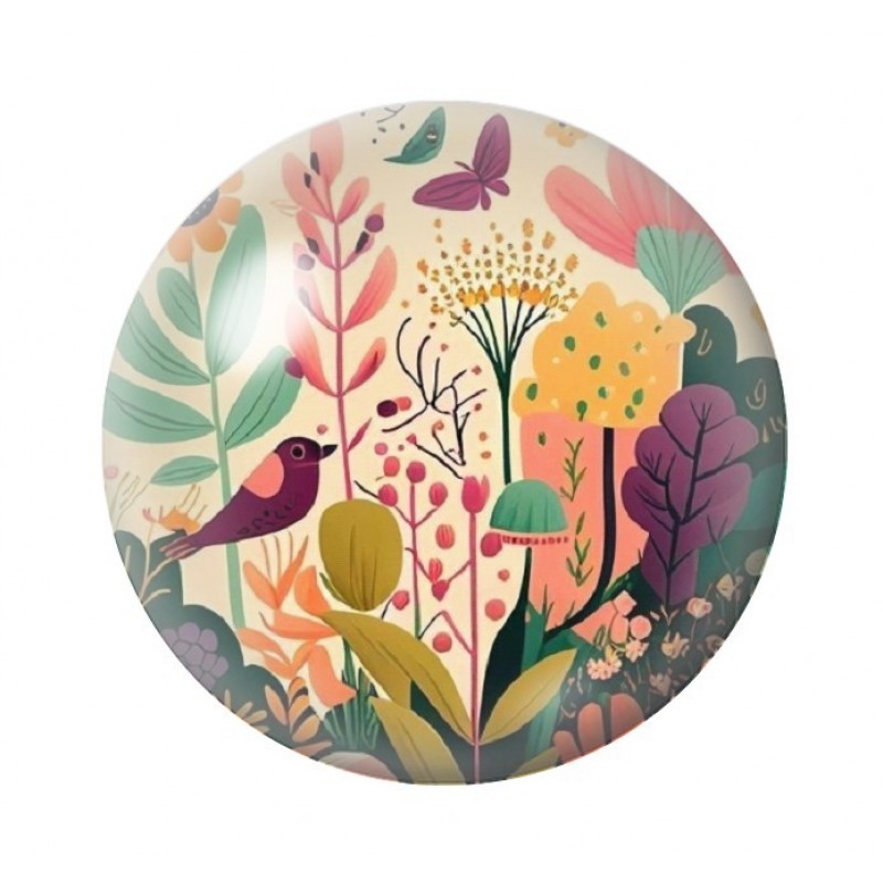 Cabochon en Verre Illustré Fleurs 12 à 25mm