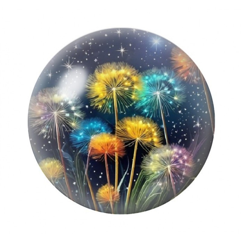 Cabochon en Verre Illustré Fleurs 12 à 25mm