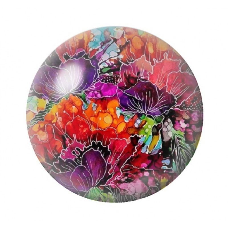 Cabochon en Verre Illustré Fleurs 12 à 25mm