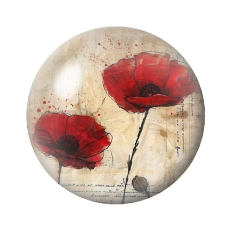 Cabochon en Verre Illustré Fleurs 12 à 25mm