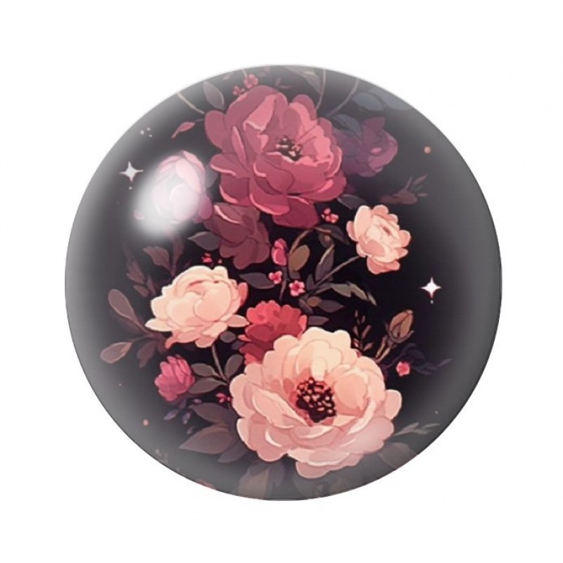 Cabochon en Verre Illustré Fleurs 12 à 25mm