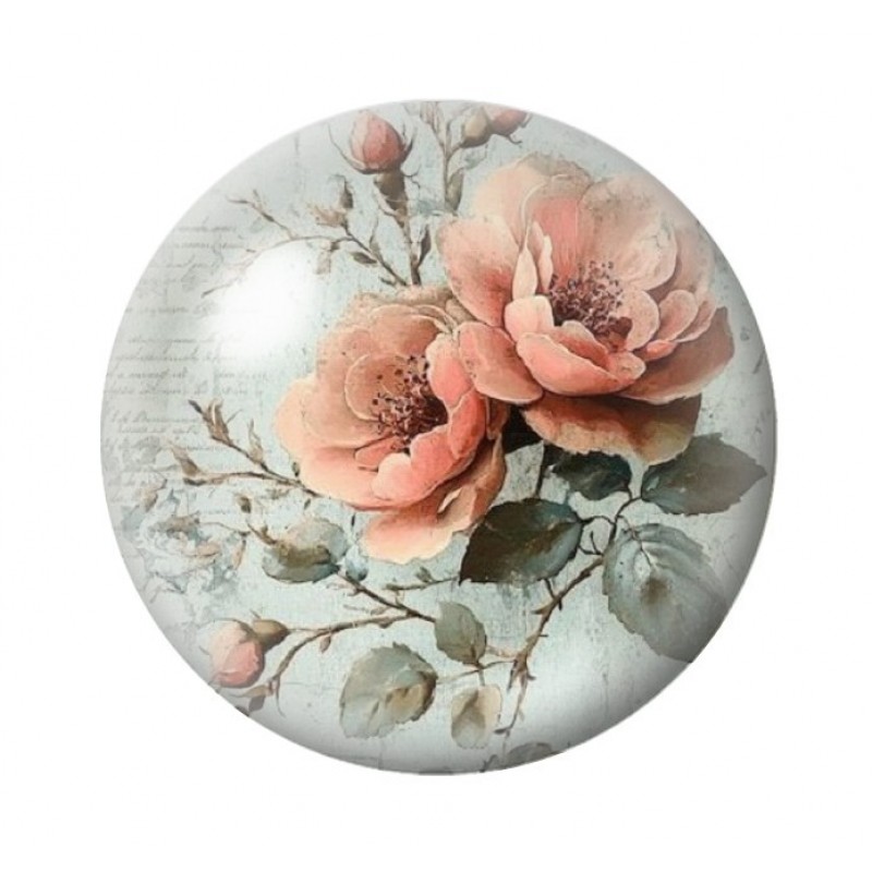 Cabochon en Verre Illustré Fleurs 12 à 25mm