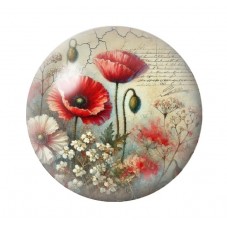 Cabochon en Verre Illustré Fleurs 12 à 25mm pour la création de bijoux fantaisie - DIY