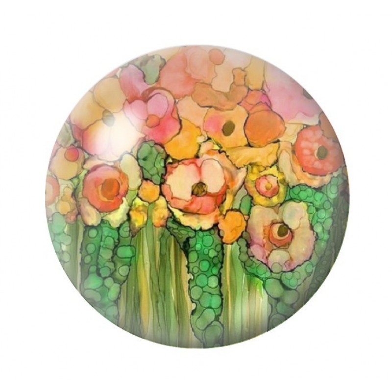 Cabochon en Verre Illustré Fleurs 12 à 25mm