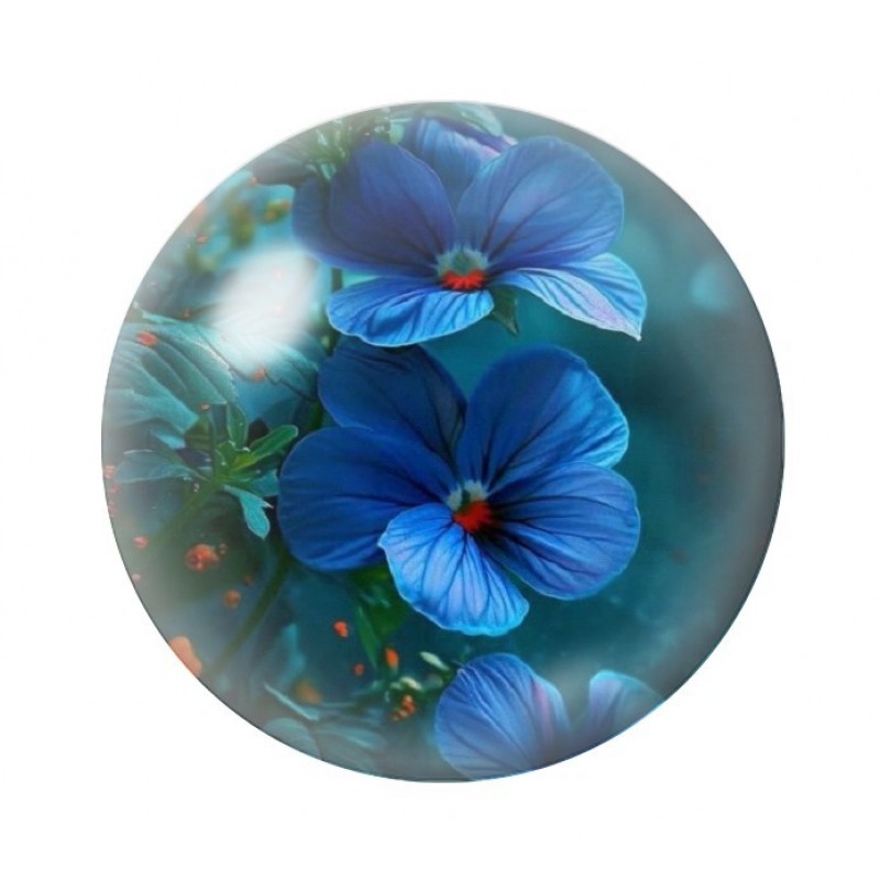 Cabochon en Verre Illustré Fleurs 12 à 25mm