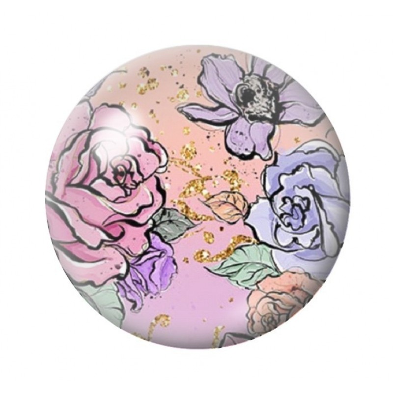 Cabochon en Verre Illustré Fleurs 12 à 25mm