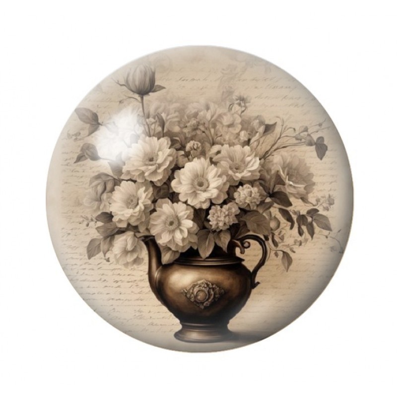 Cabochon en Verre Illustré Fleurs 12 à 25mm