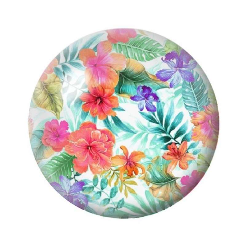 Cabochon en Verre Illustré Fleurs 12 à 25mm