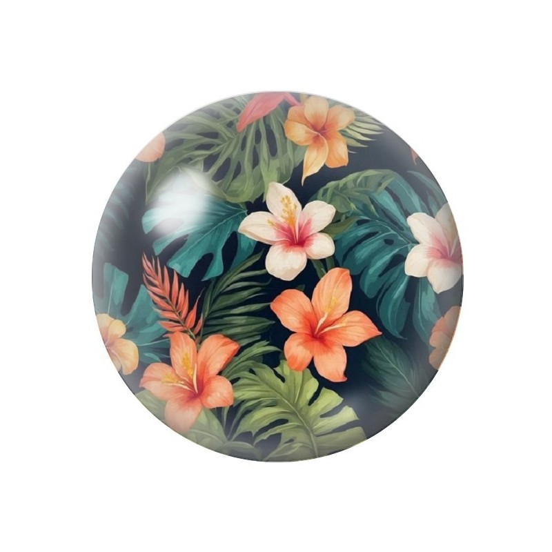 Cabochon en Verre Illustré Fleurs 12 à 25mm