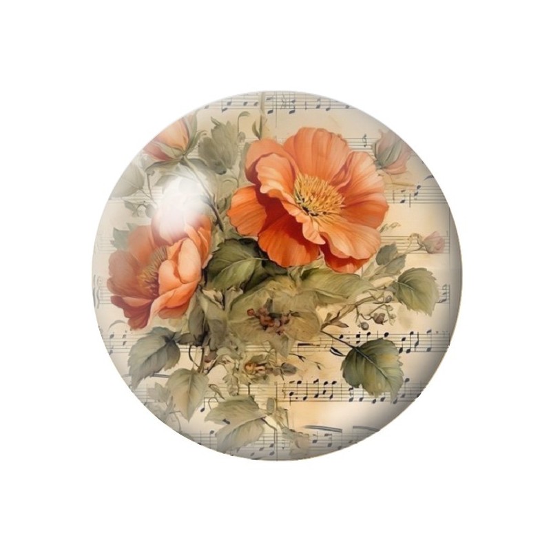 Cabochon en Verre Illustré Fleurs 12 à 25mm