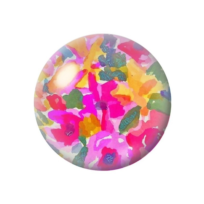 Cabochon en Verre Illustré Fleurs 12 à 25mm