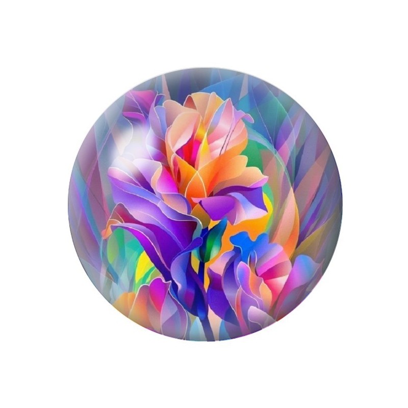 Cabochon en Verre Illustré Fleurs 12 à 25mm