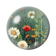 Cabochon en Verre Illustré Fleurs 12 à 25mm pour la création de bijoux fantaisie - DIY
