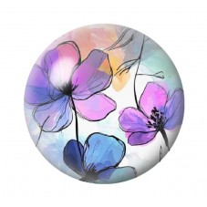 Cabochon en Verre Illustré Fleurs 12 à 25mm pour la création de bijoux fantaisie - DIY
