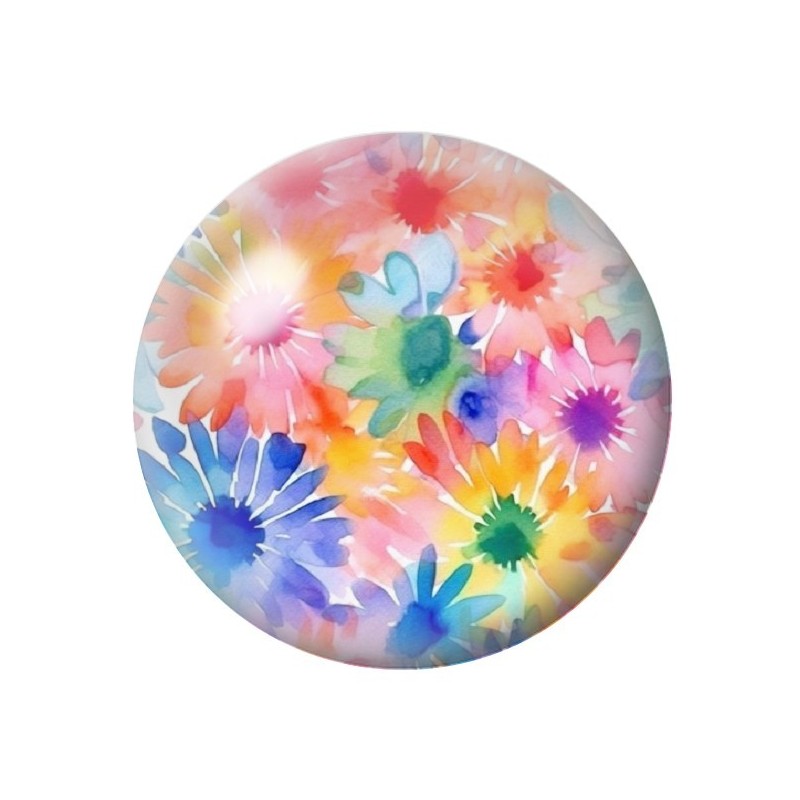 Cabochon en Verre Illustré Fleurs 12 à 25mm
