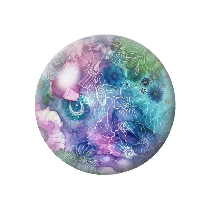 Cabochon en Verre Illustré Fleurs 12 à 25mm