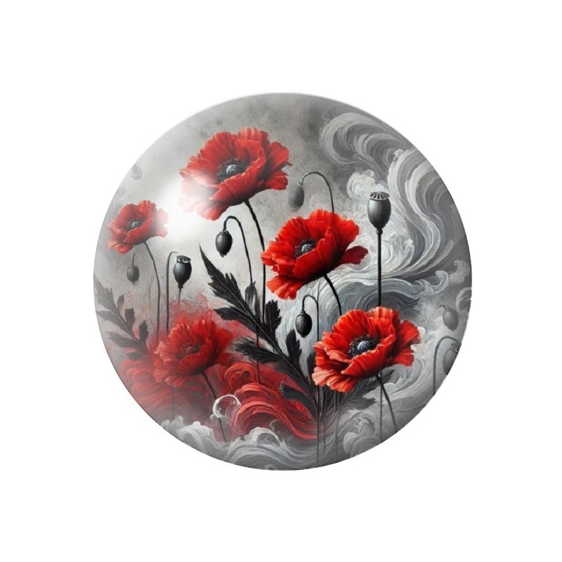 Cabochon en Verre Illustré Fleurs 12 à 25mm