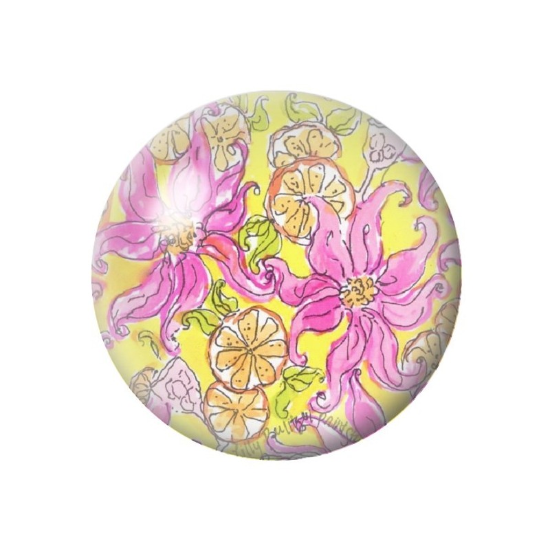 Cabochon en Verre Illustré Fleurs 12 à 25mm