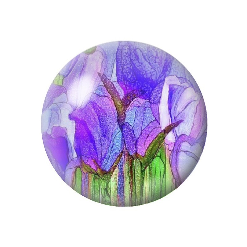Cabochon en Verre Illustré Fleurs 12 à 25mm