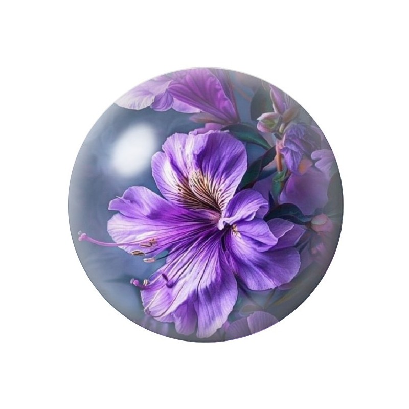 Cabochon en Verre Illustré Fleurs 12 à 25mm