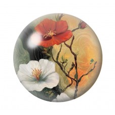 Cabochon en Verre Illustré Fleurs 12 à 25mm pour la création de bijoux fantaisie - DIY