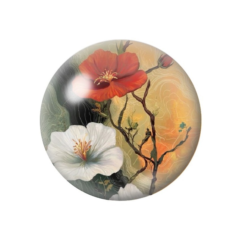 Cabochon en Verre Illustré Fleurs 12 à 25mm