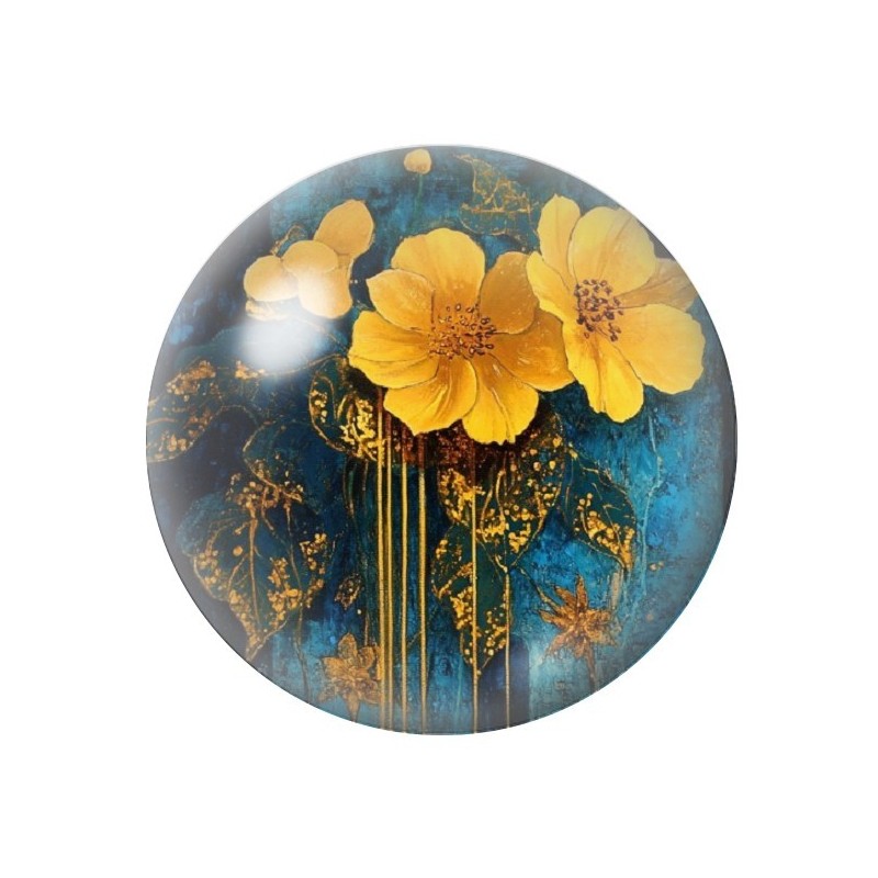 Cabochon en Verre Illustré Fleurs 12 à 25mm