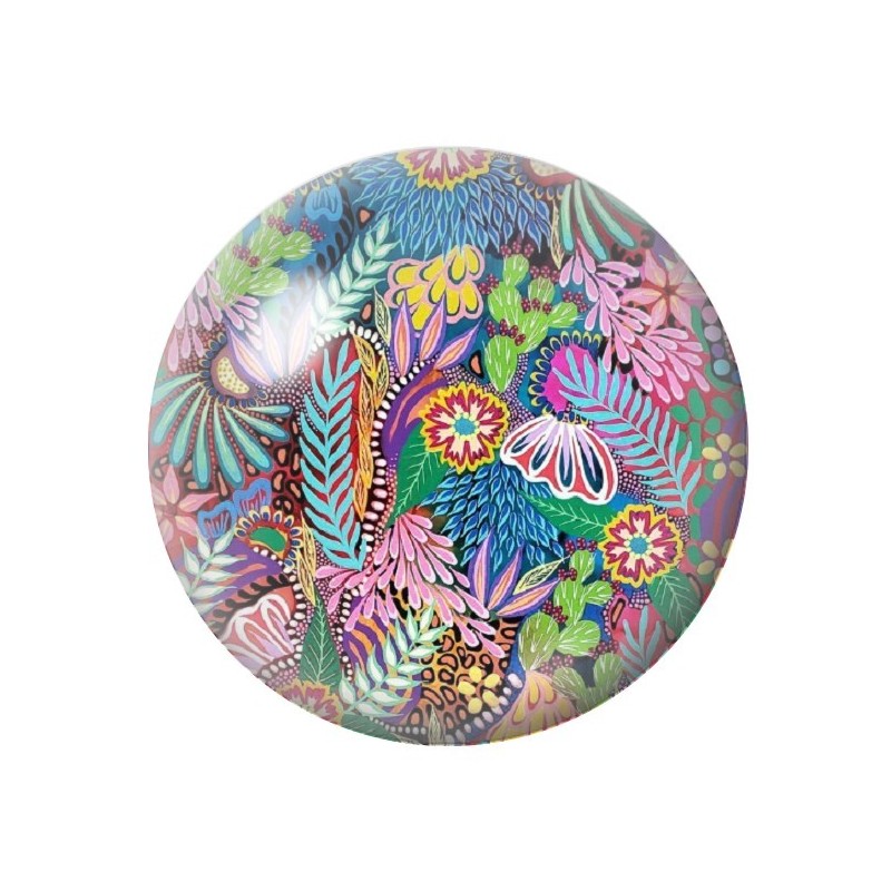 Cabochon en Verre Illustré Fleurs 12 à 25mm