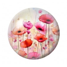 Cabochon en Verre Illustré Fleurs 12 à 25mm pour la création de bijoux fantaisie - DIY