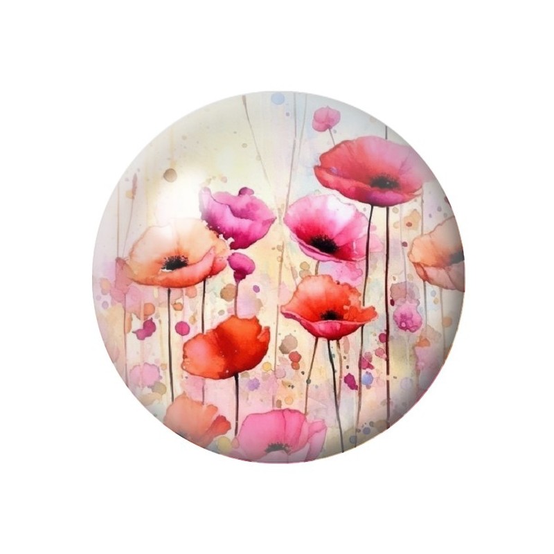Cabochon en Verre Illustré Fleurs 12 à 25mm