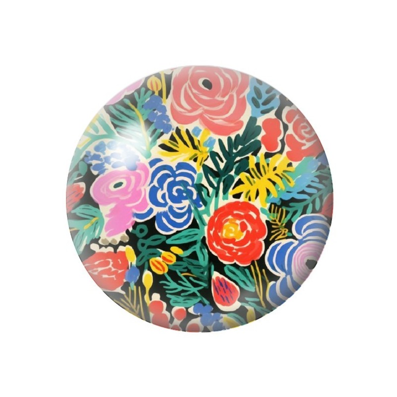 Cabochon en Verre Illustré Fleurs 12 à 25mm