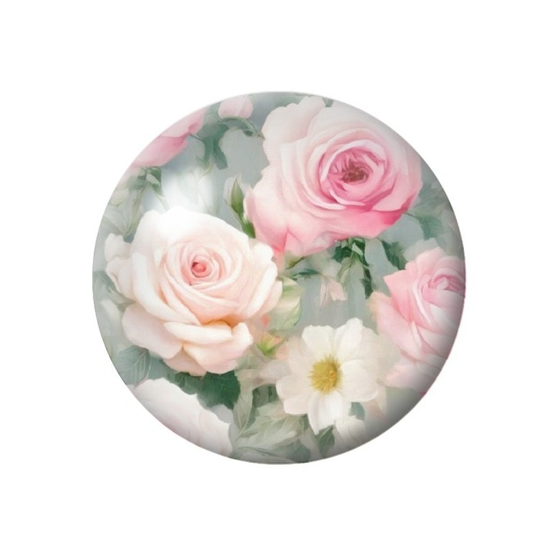 Cabochon en Verre Illustré Fleurs 12 à 25mm