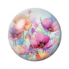 Cabochon en Verre Illustré Fleurs 12 à 25mm pour la création de bijoux fantaisie - DIY