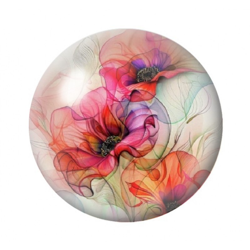 Cabochon en Verre Illustré Fleurs 12 à 25mm