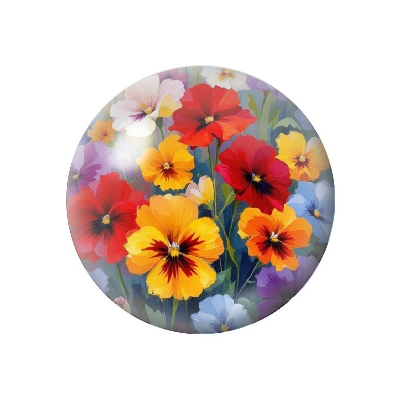 Cabochon en Verre Illustré Fleurs 12 à 25mm