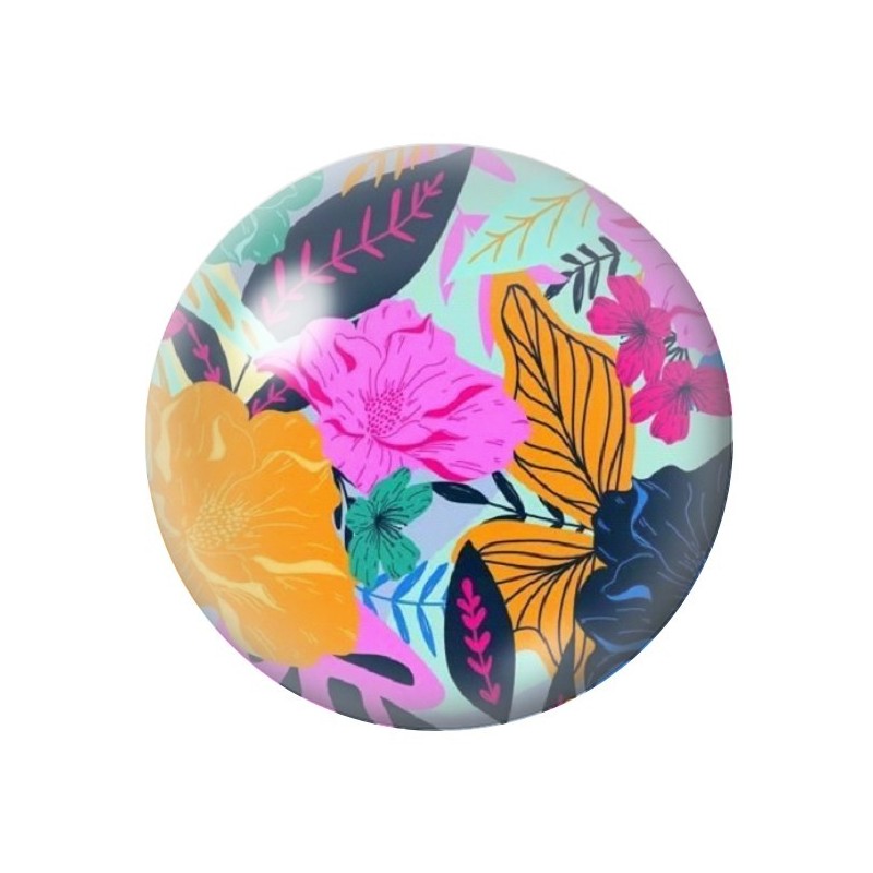 Cabochon en Verre Illustré Fleurs 12 à 25mm