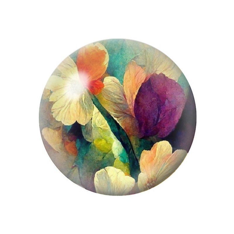 Cabochon en Verre Illustré Fleurs 12 à 25mm