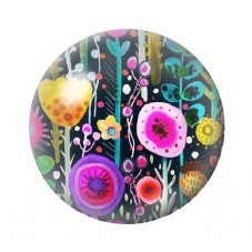 Cabochon en Verre Illustré Fleurs 12 à 25mm pour la création de bijoux fantaisie - DIY