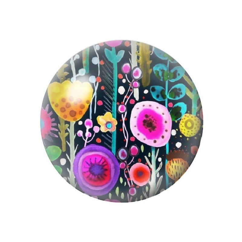 Cabochon en Verre Illustré Fleurs 12 à 25mm