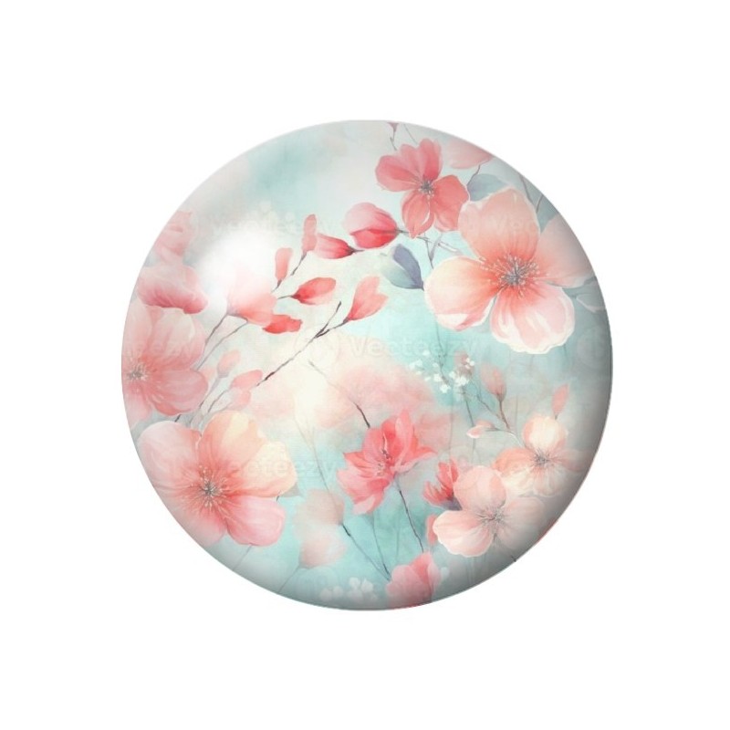 Cabochon en Verre Illustré Fleurs 12 à 25mm