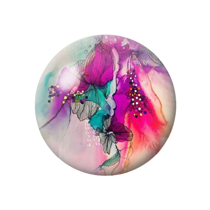 Cabochon en Verre Illustré Fleurs 12 à 25mm