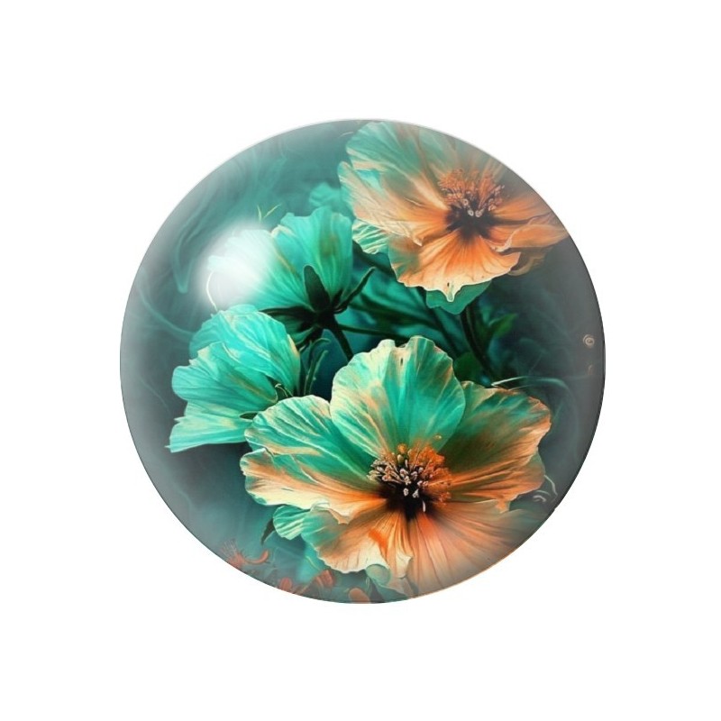 Cabochon en Verre Illustré Fleurs 12 à 25mm