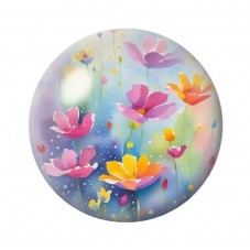 Cabochon en Verre Illustré Fleurs 12 à 25mm pour la création de bijoux fantaisie - DIY