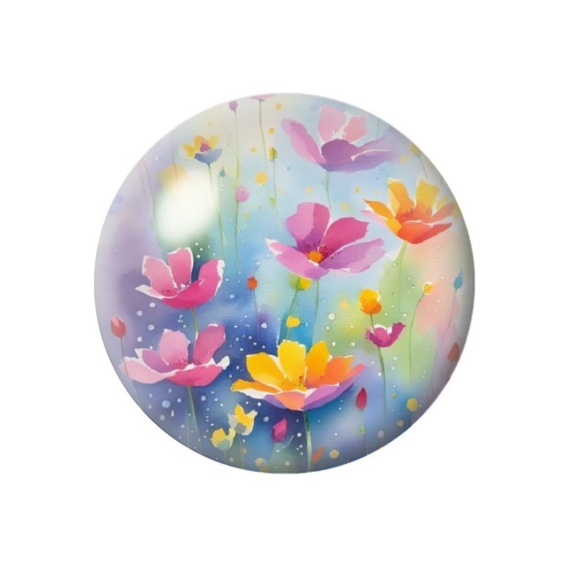 Cabochon en Verre Illustré Fleurs 12 à 25mm