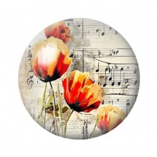 Cabochon en Verre Illustré Fleurs 12 à 25mm pour la création de bijoux fantaisie - DIY