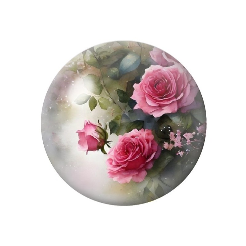 Cabochon en Verre Illustré Fleurs 12 à 25mm