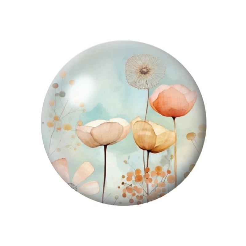 Cabochon en Verre Illustré Fleurs 12 à 25mm