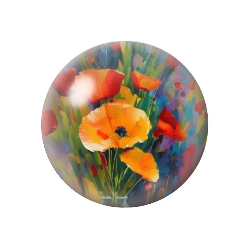 Cabochon en Verre Illustré Fleurs 12 à 25mm